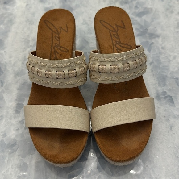 Zodiac Espadrille Cushioned Double Strap Wedge Slip on Sandals Beige Sand Size 9 - Picture 2 of 9